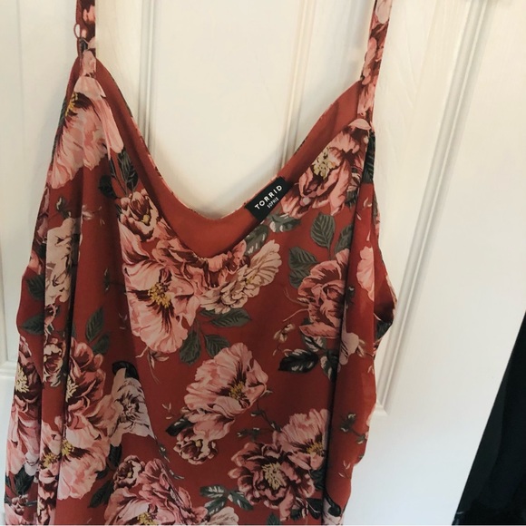 Torrid Burnt Orange Floral Adjustable Tank Top - Picture 2 of 2
